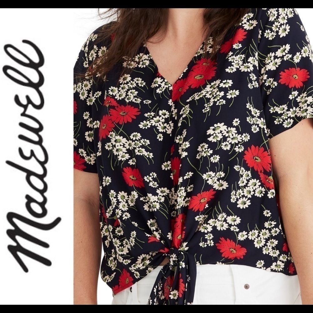 EUC Madewell Floral Hillside Daisies Crop Shirt